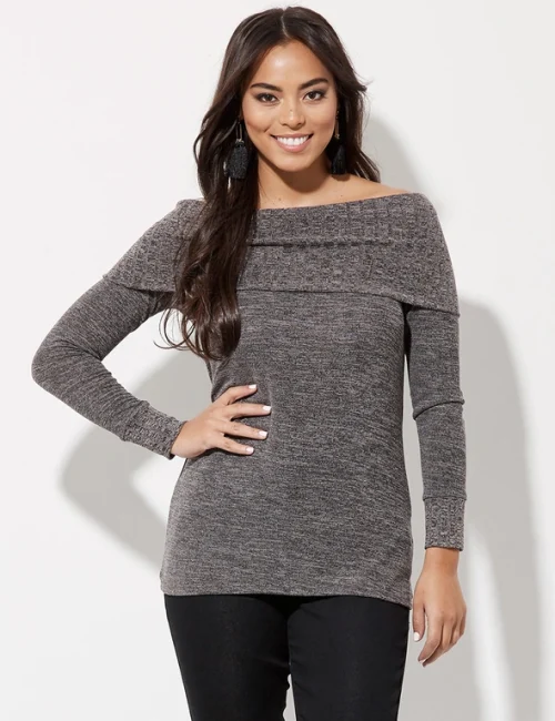 Gray Off-Shoulder Tunic