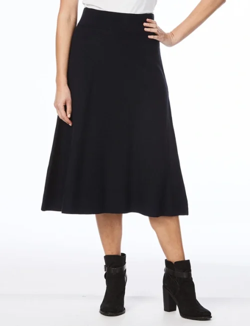 Classic Black Knit Midi Skirt