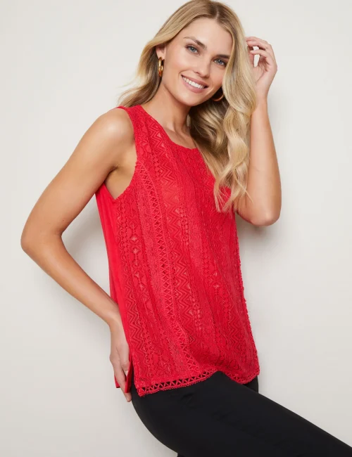Women Chic Sleeveless Red Top