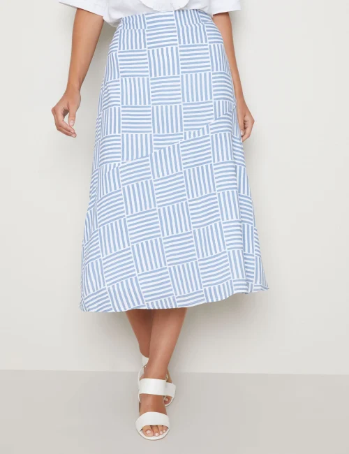 Women's Blue & Whit midi Skirt
