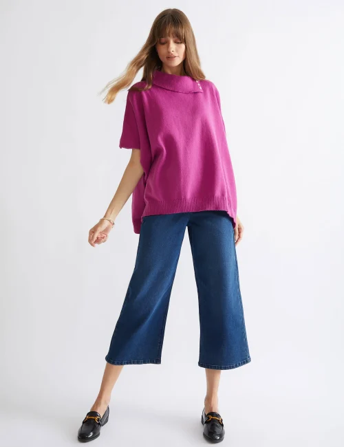 Women's  Button Neck Poncho