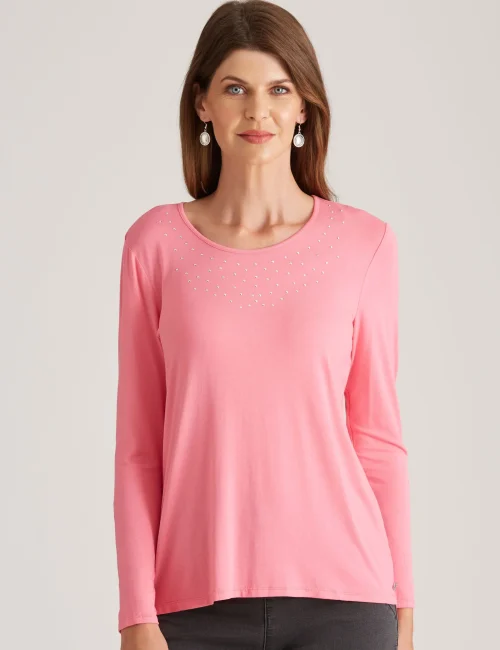 Pink Neckline Tee for Women
